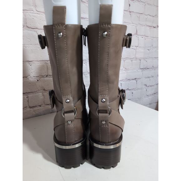 Vince Camuto Kerivini Leather Moto Boot Taupe Brown Woman's 8 EUC $149 Retail - Picture 3 of 15